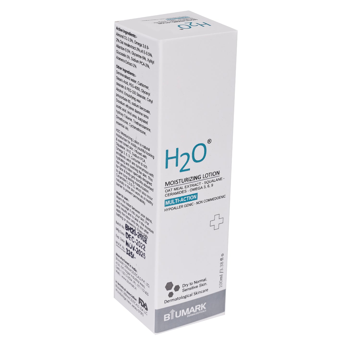 H2O Multi-Action Moisturizing Lotion Oatmeal Extract, Squalane, Ceramides & Omega 3-6-9 for Dry to Normal Sensitive Skin – 100ml