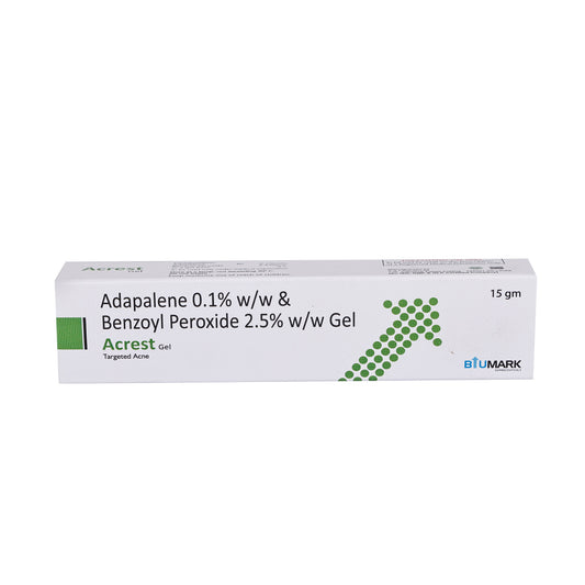 AcRest Target Acne Gel 15g – Adapalene 0.1% + Benzoyl Peroxide 2.5% | Dual-Action Acne Treatment for Clearer Skin