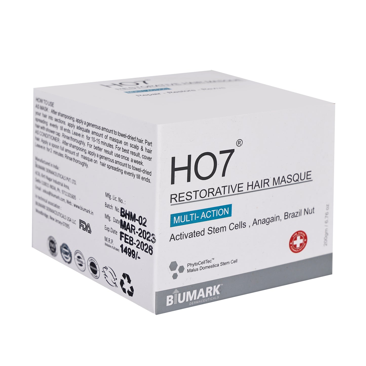 HO7 Restorative Hair Masque Multi-Action Deep Conditioning Treatment 100ml